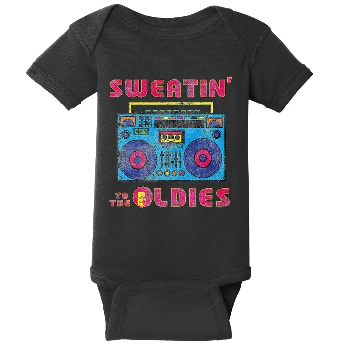 Sweatin To The Oldies Retro Boombox Baby Bodysuit