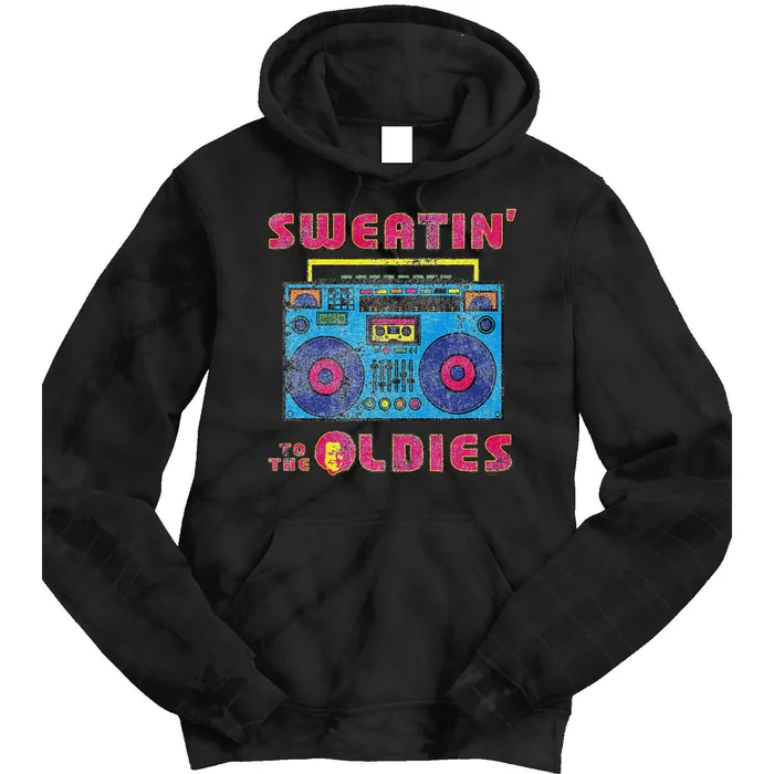 Sweatin To The Oldies Retro Boombox Tie Dye Hoodie