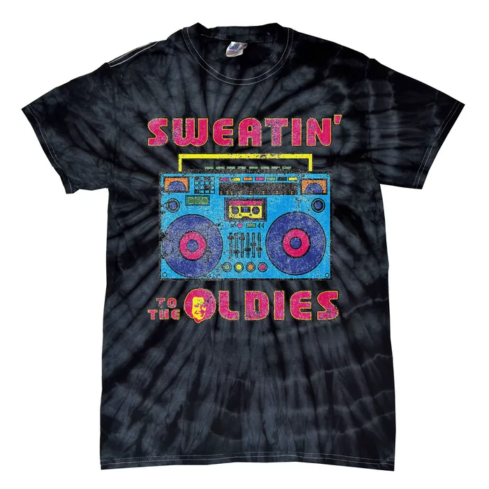 Sweatin To The Oldies Retro Boombox Tie-Dye T-Shirt