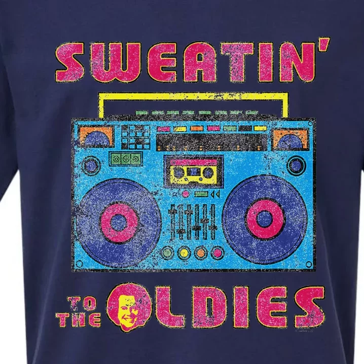 Sweatin To The Oldies Retro Boombox Sueded Cloud Jersey T-Shirt