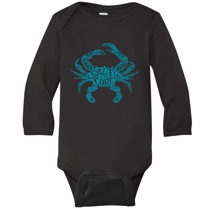 Salty To The Core Crab Baby Long Sleeve Bodysuit