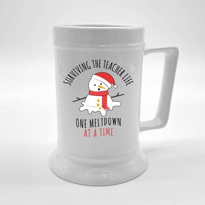 Surviving The Teacher Life One Meltdown At A Time Front & Back Beer Stein