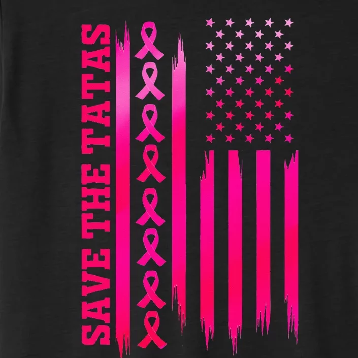 Save The Tatas American Flag Fighting Breast Cancer ChromaSoft Performance T-Shirt