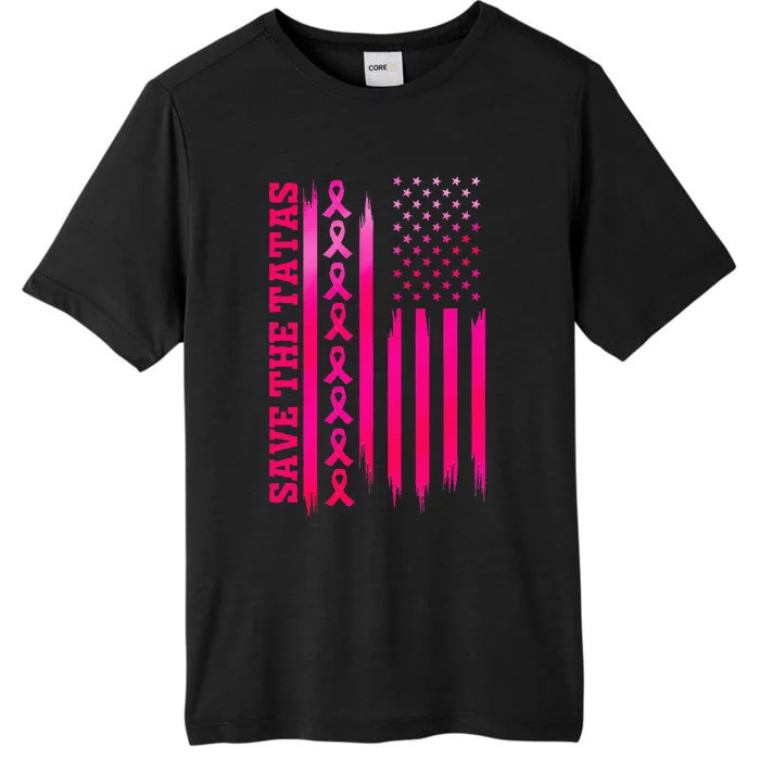 Save The Tatas American Flag Fighting Breast Cancer ChromaSoft Performance T-Shirt