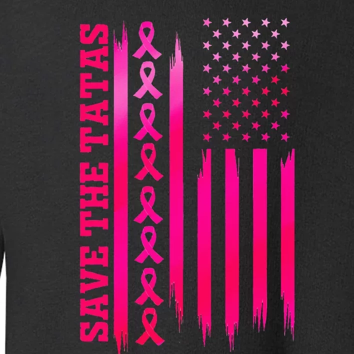 Save The Tatas American Flag Fighting Breast Cancer Toddler Sweatshirt