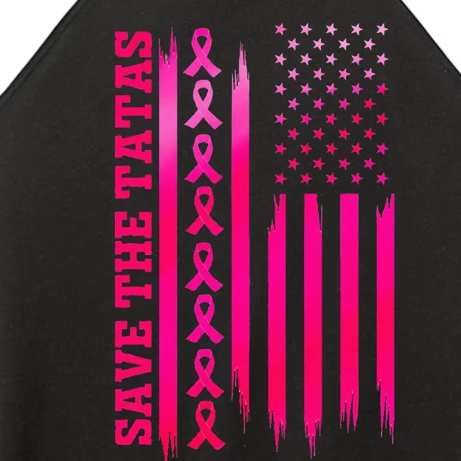 Save The Tatas American Flag Fighting Breast Cancer Women’s Perfect Tri Rocker Tank