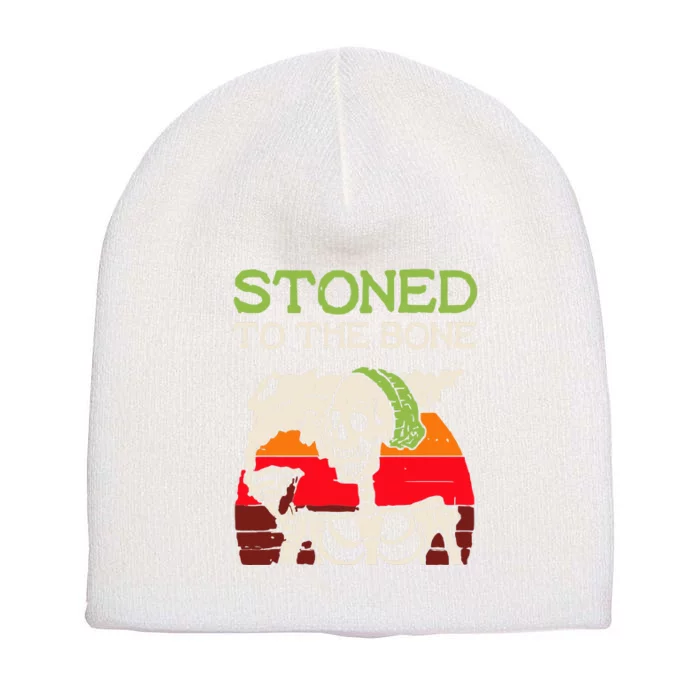 Stoned To The Bone Funny Skeleton 420 Days Weed Cannabis Vintage Short Acrylic Beanie