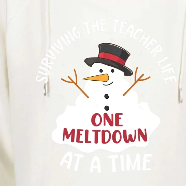 Surviving The Teacher Life One Meltdown At A Time Christmas Cute Gift Womens Funnel Neck Pullover Hood