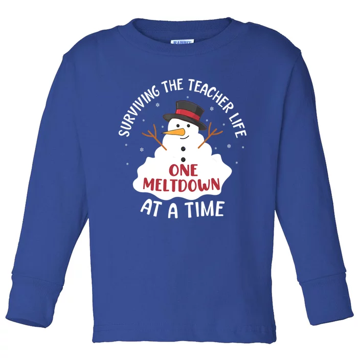 Surviving The Teacher Life One Meltdown At A Time Christmas Cute Gift Toddler Long Sleeve Shirt