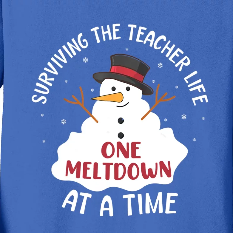 Surviving The Teacher Life One Meltdown At A Time Christmas Cute Gift Kids Long Sleeve Shirt