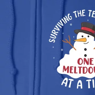 Surviving The Teacher Life One Meltdown At A Time Christmas Cute Gift Full Zip Hoodie