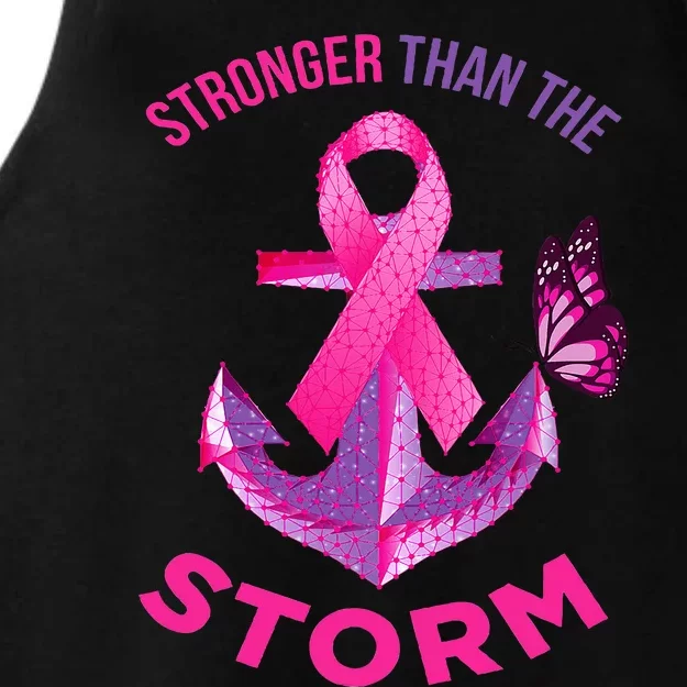 Stronger Than The Storm Fight Breast Cancer Ribbon Wear Pink Ladies Tri-Blend Wicking Tank