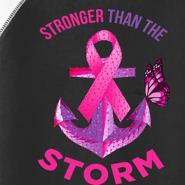 Stronger Than The Storm Fight Breast Cancer Ribbon Wear Pink Toddler Fine Jersey T-Shirt