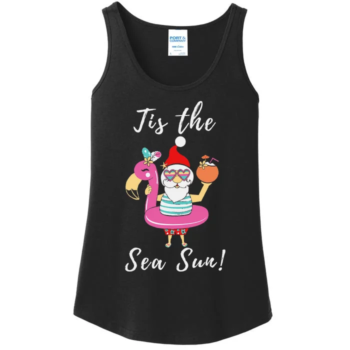 Santa Tis the SeaSun Christmas in July Tee Plussize Ladies Essential Tank