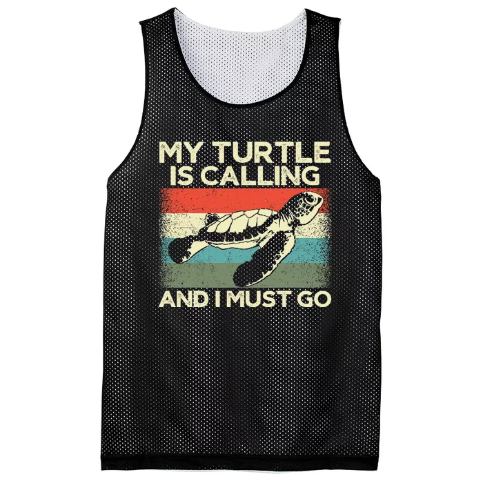 Sea Turtle Tortoise Retro Vintage My Turtle Is Calling Mesh Reversible Basketball Jersey Tank