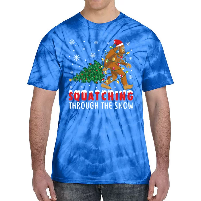 Squatching Through The Snow Christmas Bigfoot Sasquatch Cute Gift Tie-Dye T-Shirt