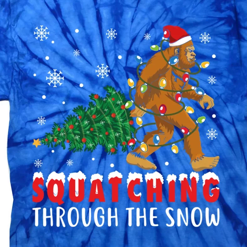 Squatching Through The Snow Christmas Bigfoot Sasquatch Cute Gift Tie-Dye T-Shirt