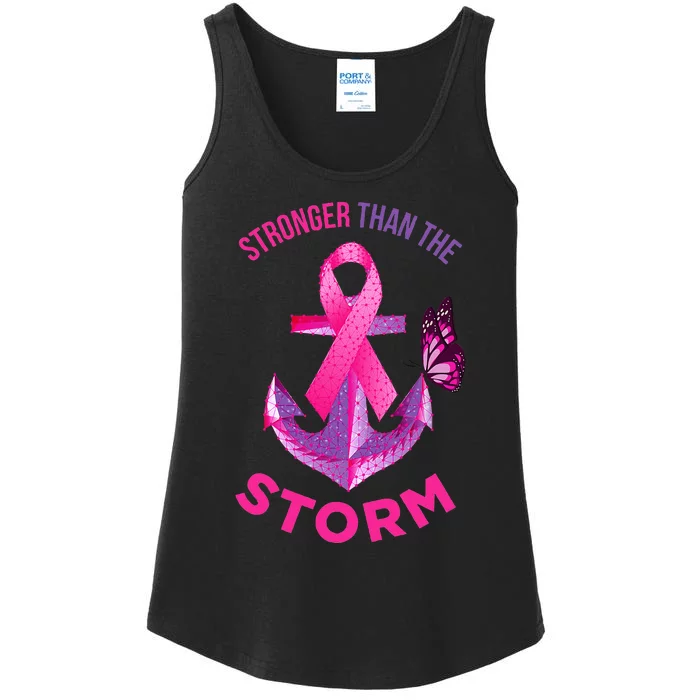 Stronger Than The Storm Fight Breast Cancer Ladies Essential Tank