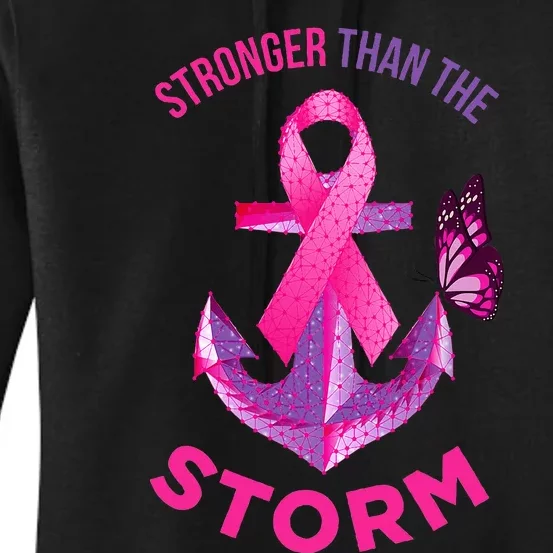 Stronger Than The Storm Fight Breast Cancer Women's Pullover Hoodie