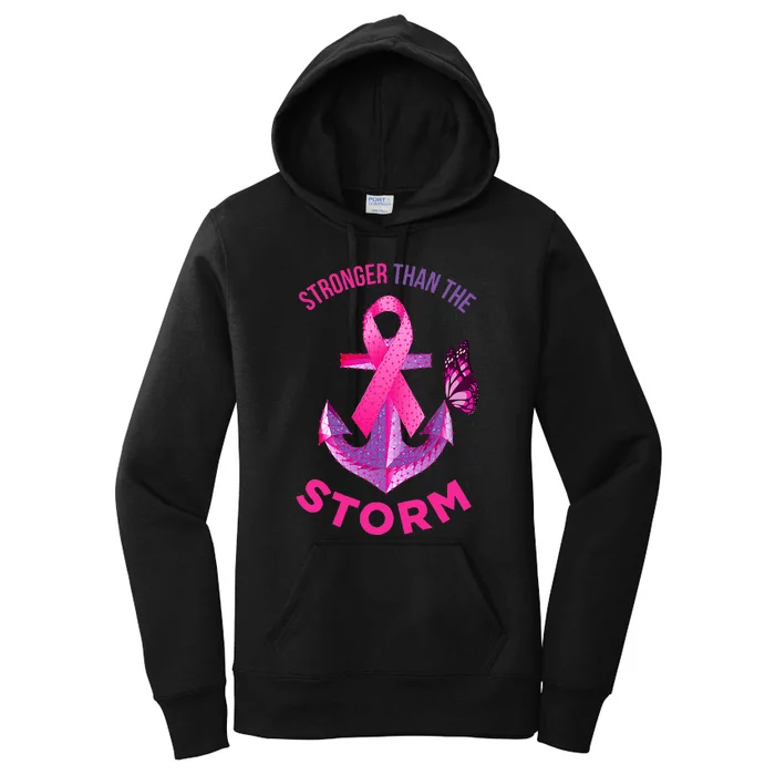 Stronger Than The Storm Fight Breast Cancer Women's Pullover Hoodie