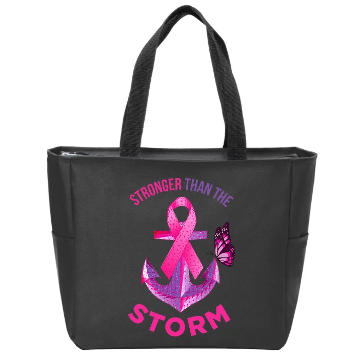 Stronger Than The Storm Fight Breast Cancer Zip Tote Bag