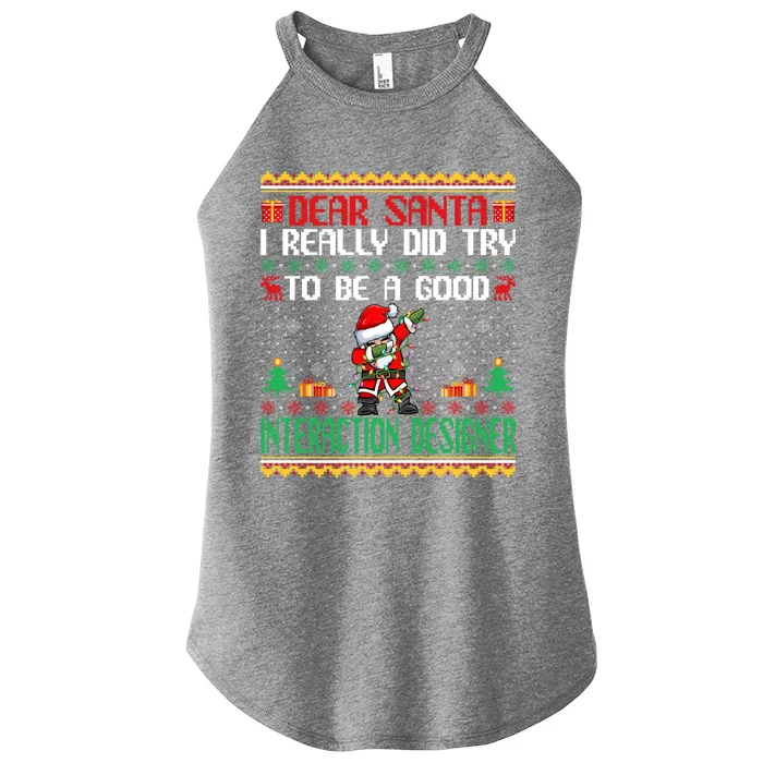 Santa Try To Be A Good Interaction Designer Christmas Gift Women’s Perfect Tri Rocker Tank