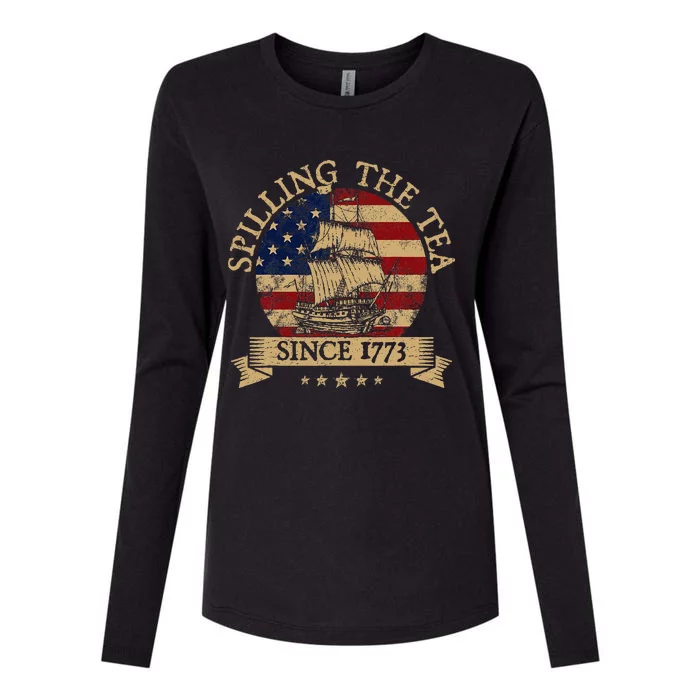 Spilling The Tea Since 1773 Vintage Us History Teacher Womens Cotton Relaxed Long Sleeve T-Shirt