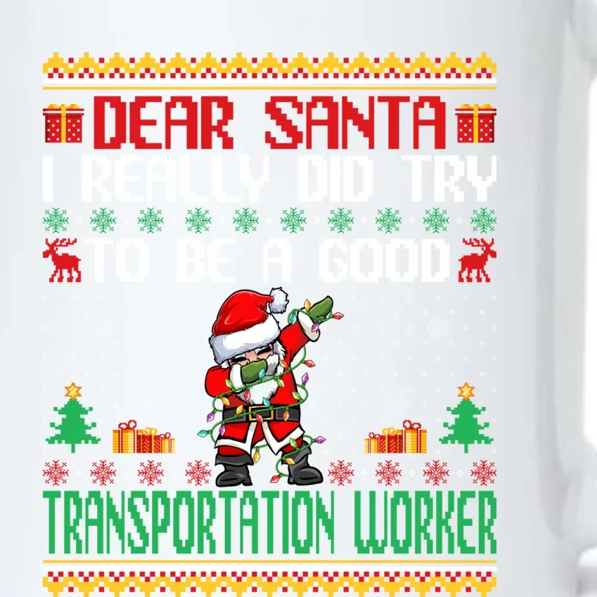 Santa Try To Be A Good Transportation Worker Christmas Gift Black Color Changing Mug