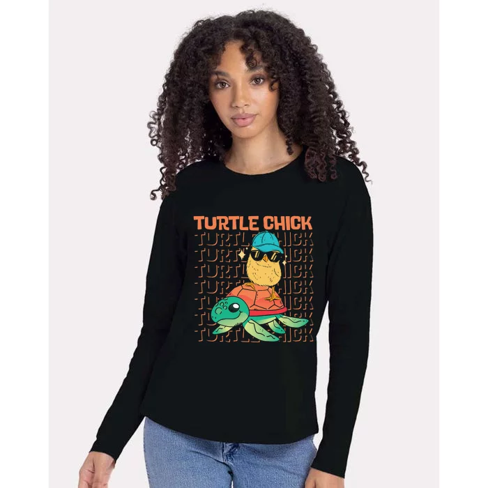 Sea Turtle Tortoise Chicken Turtle Chick Womens Cotton Relaxed Long Sleeve T-Shirt