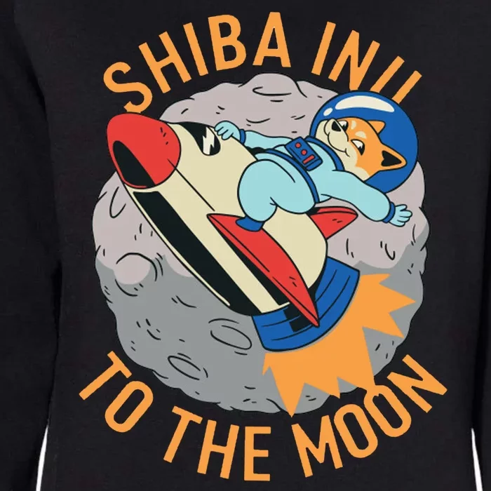 Shiba To The Moon Fox Rocket Ship Womens California Wash Sweatshirt