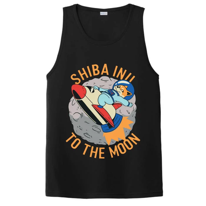 Shiba To The Moon Fox Rocket Ship Performance Tank