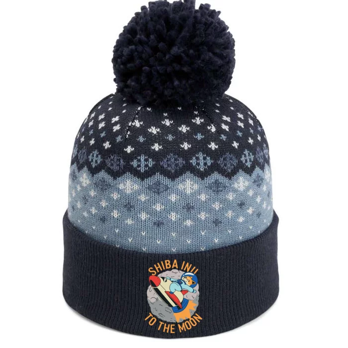 Shiba To The Moon Fox Rocket Ship The Baniff Cuffed Pom Beanie