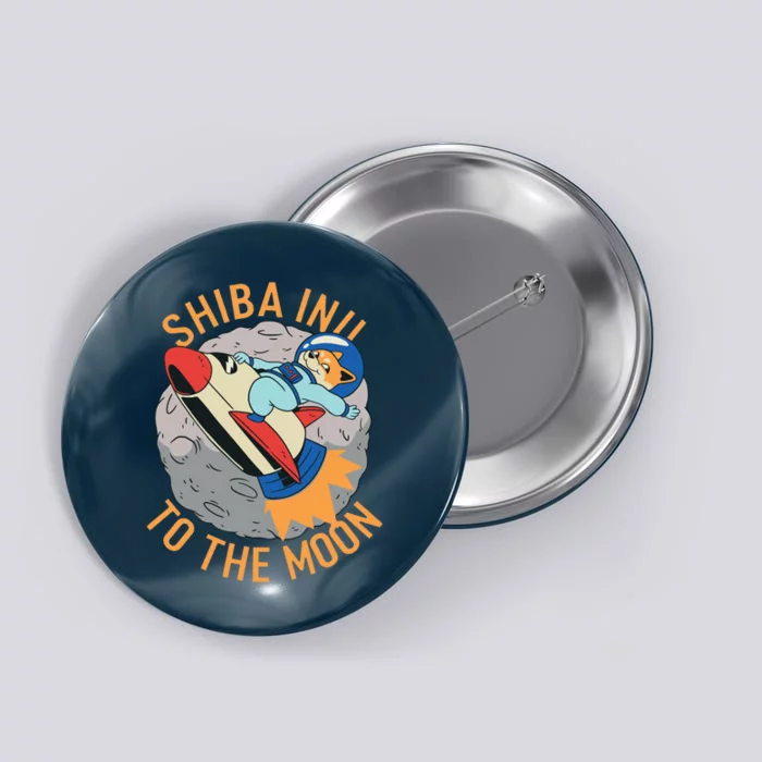 Shiba To The Moon Fox Rocket Ship Button