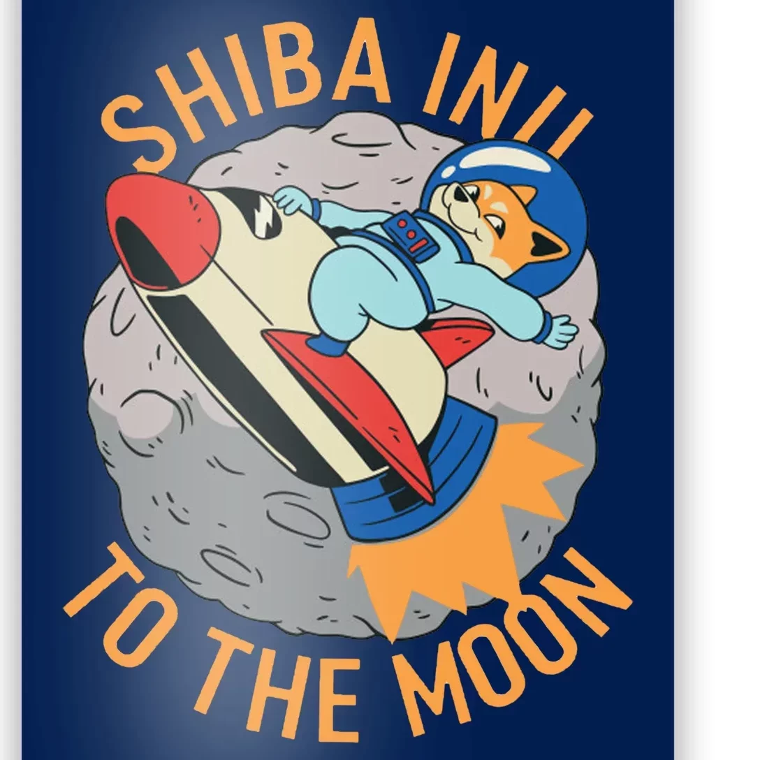 Shiba To The Moon Fox Rocket Ship Poster