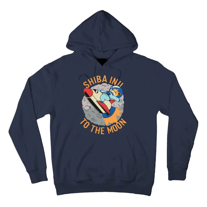 Shiba To The Moon Fox Rocket Ship Tall Hoodie