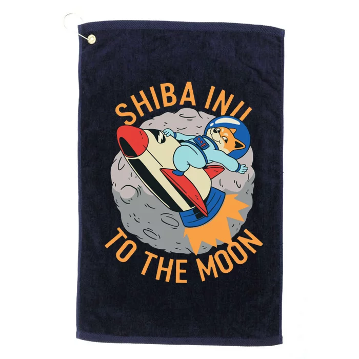 Shiba To The Moon Fox Rocket Ship Platinum Collection Golf Towel