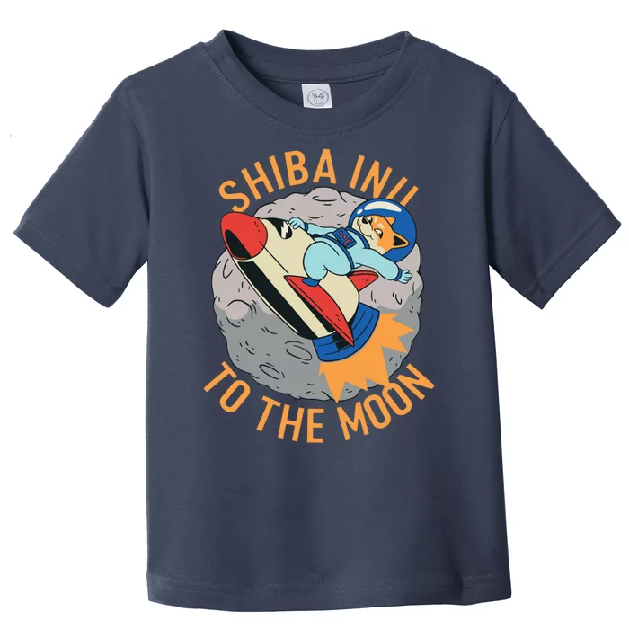 Shiba To The Moon Fox Rocket Ship Toddler T-Shirt