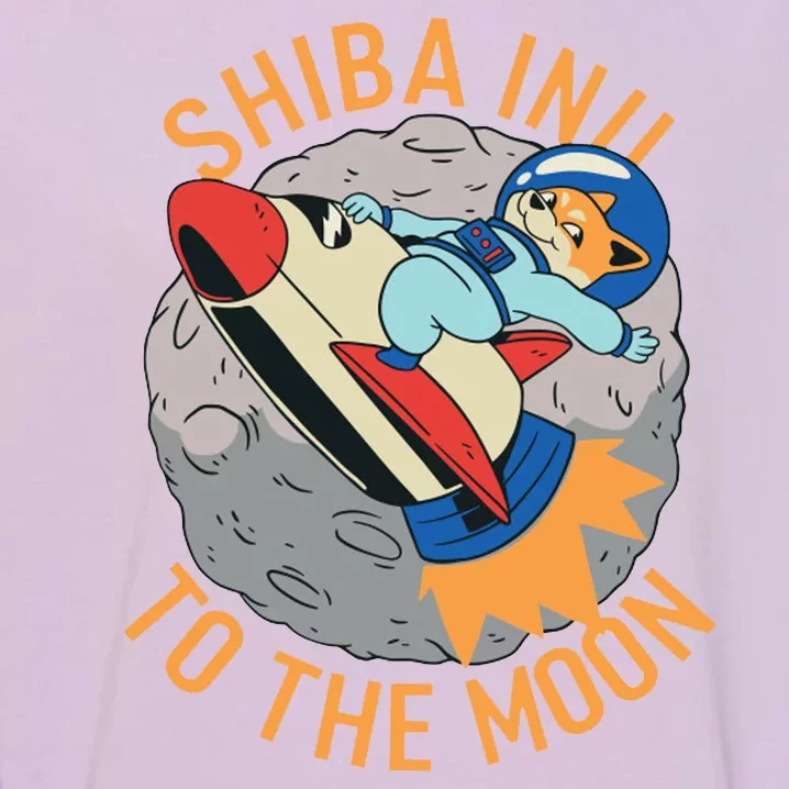 Shiba To The Moon Fox Rocket Ship Garment-Dyed Sweatshirt