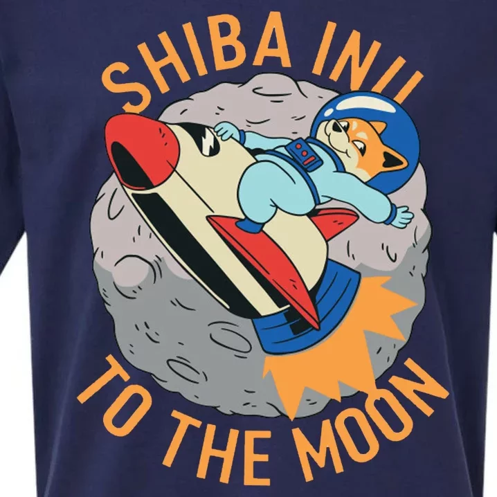 Shiba To The Moon Fox Rocket Ship Sueded Cloud Jersey T-Shirt