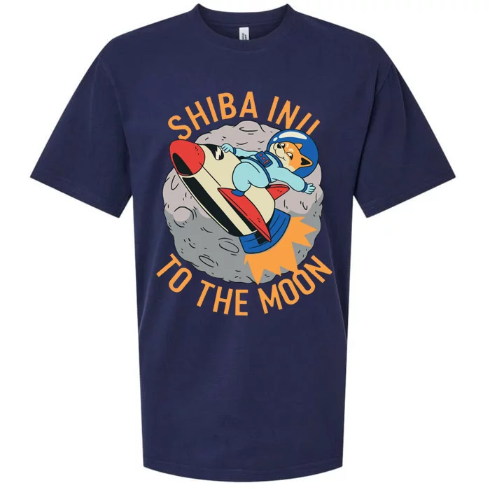 Shiba To The Moon Fox Rocket Ship Sueded Cloud Jersey T-Shirt