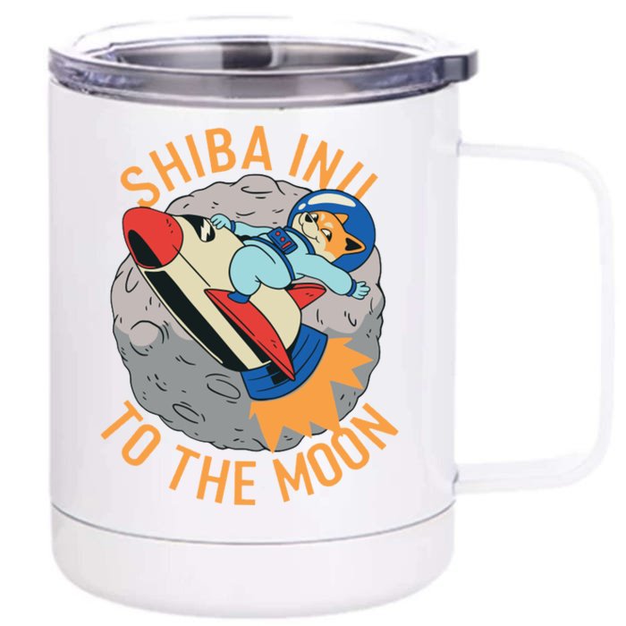 Shiba To The Moon Fox Rocket Ship Front & Back 12oz Stainless Steel Tumbler Cup