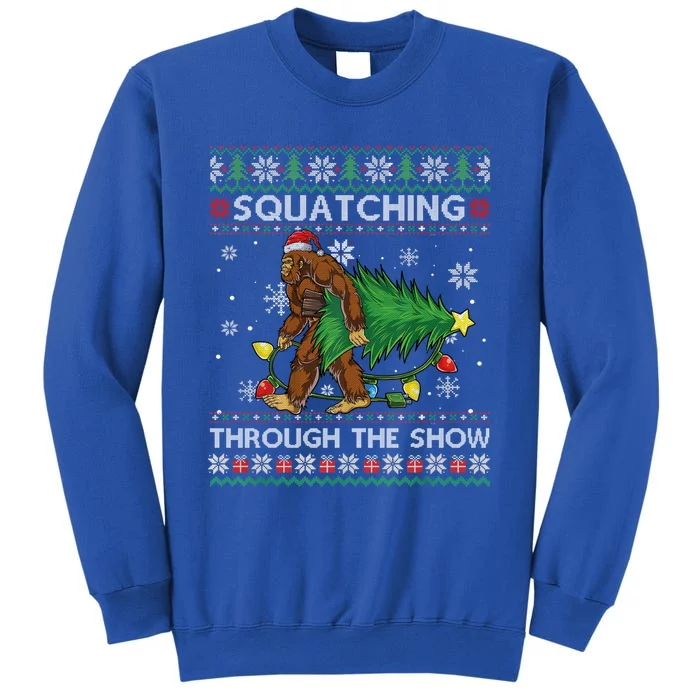 Squatching Through The Snow Squatch Bigfoot Ugly Christmas Gift Sweatshirt