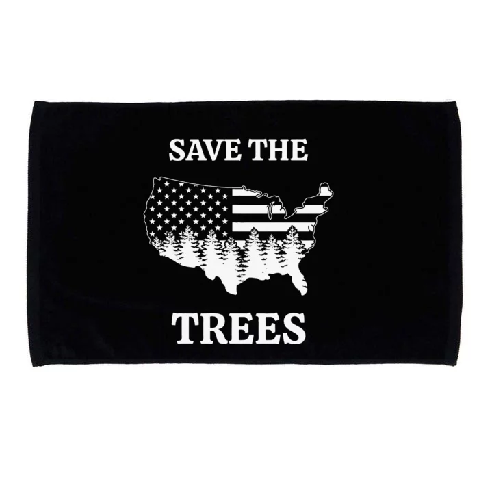 Save The Trees Arbor Day American Flag USA Shape Earth Day Microfiber Hand Towel