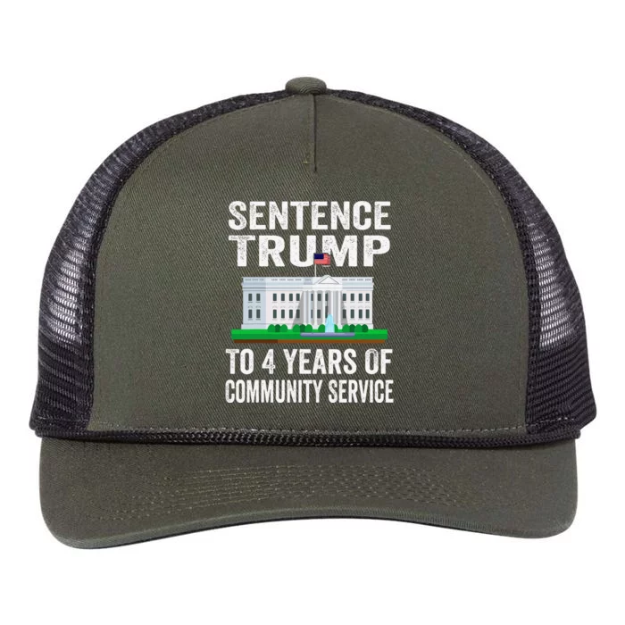 Sentence Trump To 4 Years Of Community Service Political Retro Rope Trucker Hat Cap