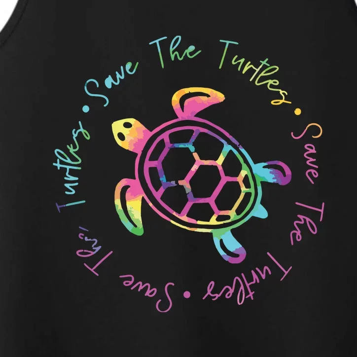 Save Turtles Tie Dye Sea Turtle Save Earth Ocean Planet Performance Tank