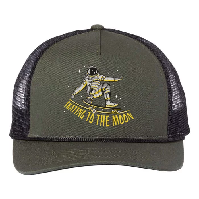 Skating To The Moon Astronaut Retro Rope Trucker Hat Cap