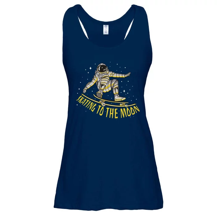 Skating To The Moon Astronaut Ladies Essential Flowy Tank