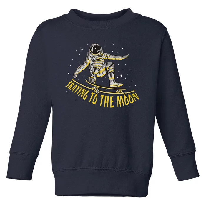 Skating To The Moon Astronaut Toddler Sweatshirt