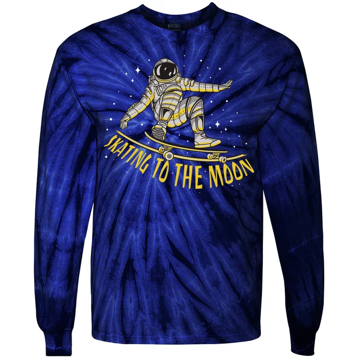 Skating To The Moon Astronaut Tie-Dye Long Sleeve Shirt