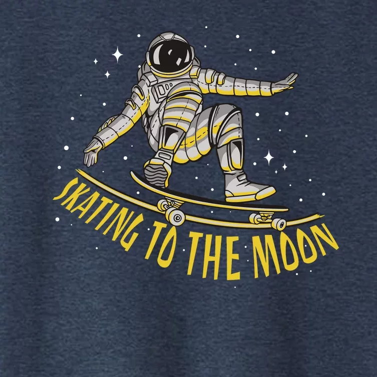 Skating To The Moon Astronaut Women's Crop Top Tee